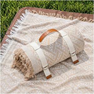 lot 17876 image: RYCHIC 2-in-1 Extra Large Picnic Blanket Sand Free Boho Beach Mat