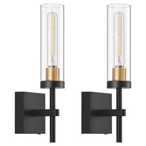 lot 17884 image: SANTOSTOCK Battery Operated Wall Sconces Set of 2, Dimmable 3000K Black & Gold