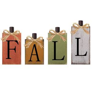 lot 17896 image: CYNOSA Fall Thanksgiving Wooden Table Sign Farmhouse Block Harvest Autumn Decor