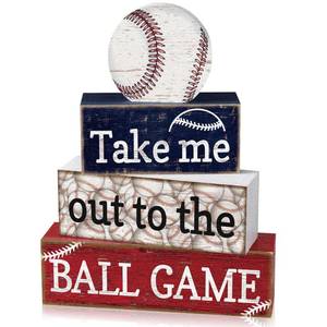 lot 18887 image: Briwooody Baseball Wooden Table Centerpieces 4 Pcs