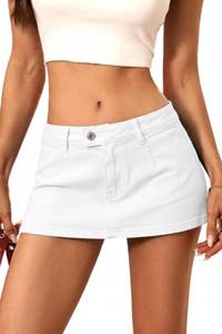 lot 18900 image: ELLEVEN Womens Stretch Denim Mini Skirt Low Rise Y2K Skort White XX-Small