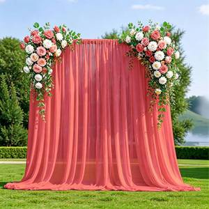 lot 18921 image: FUHSY Coral Sheer Chiffon Curtains 2 Panels 29 x 120 Inch