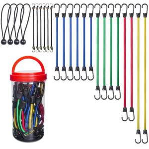 lot 18953 image: EFFICERE Bungee Cord Assortment 24-Piece 10 to 40 Inch with Storage Jar