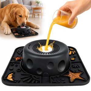 lot 18954 image: UOPON 2-in-1 Slow Feeder Dog Lick Bowl with Rolling Ball, 500ml Silicone
