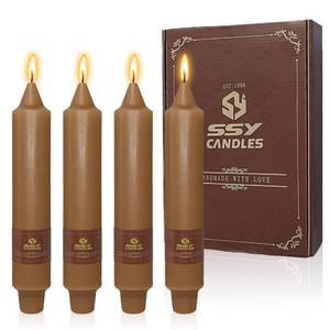 lot 18963 image: XINAOBAOLUO Brown Short Taper Candles 7 Inch 4 Pcs Unscented