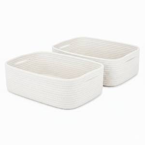 lot 18968 image: Cotton Rope Storage Baskets, 15 x 11 x 5.1 in, 2 Pack