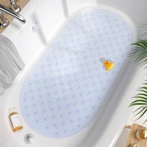 lot 18977 image: HITSLAM Non Slip Bathtub Mat 27 x 15 Inch Oval Clear