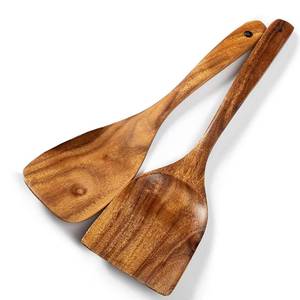 lot 18978 image: TEZZ 2 Pc Natural Acacia Wooden Cooking Utensil Set Spatula and Turner