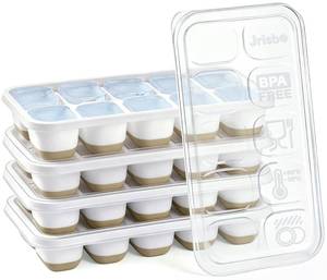 lot 18981 image: Jrisbo Silicone Ice Cube Trays with Lids, 4 Pack (40 Cubes)