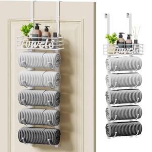 lot 19625 image: SWTYMIKI 6 Tier Over The Door Towel Rack Wall Mounted Towel Organizer White