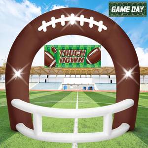 lot 19634 image: Eyourlife Inflatable Football Helmet Arch 8FT Brown White With LED Lights