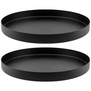 lot 19671 image: SENJEOK 2 Pcs 12 Inch Black Stainless Steel Round Metal Serving Trays