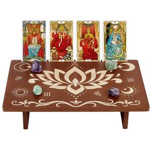 lot 20131 image: PH PandaHall Wooden Altar Table 11.8x7.8 Rectangle Engraved Meditation Table