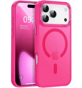 lot 20136 image: Newfuture Magnetic Matte Shockproof Phone Case for iPhone 17 Pro Hot Pink