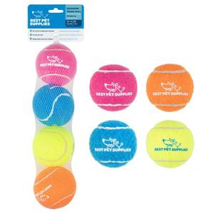 lot 20137 image: Best Pet Supplies Squeaky Tennis Ball Dog Toy Medium Pack of 4 Assorted Color