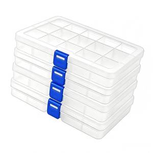 lot 20142 image: Generic Bead Organizer Box 4 Pack Clear With Adjustable Dividers