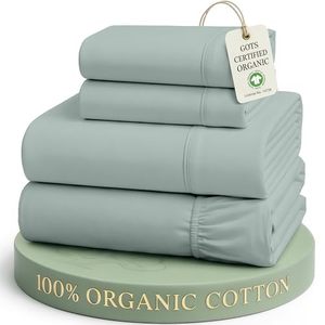 lot 20163 image: Lane Linen Full Size 100% Organic Cotton Percale Bed Sheet Set French Blue