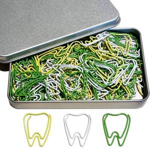 lot 20182 image: Daxtril Tooth Shaped Paper Clips 100 Pcs Dental Bookmark Clips
