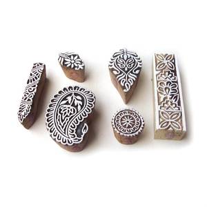 lot 20189 image: Royal Kraft Indian Paisley and Leaf Motif Wood Block Stamps Set of 6 Htag0324