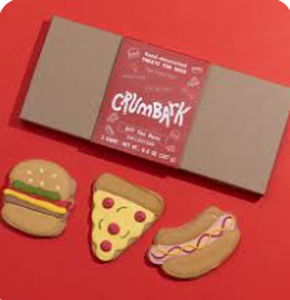 lot 2125 image: Crumbark Off The Menu Collection Hand-Decorated Dog Treats 3 Count 6.6 oz - Stock images may not match actual product images