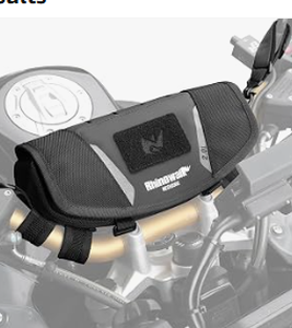 lot 6446 image: Rhinowalk MJX2010 Motorcycle Handlebar Bag Black Polyester 10.6x3.1x4.3in - Stock image may differ from actual product images