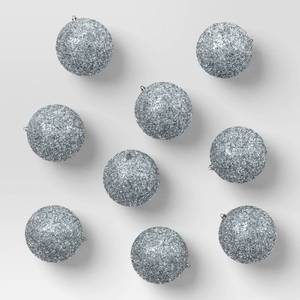 lot 1781 image: Wondershop Christmas Tinsel Ball Ornament Set 9-Pc Silver 93490693