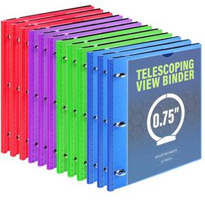 lot 1783 image: WOT I 12-Pack Telescoping 3 Ring Binder 0.75 Inch Expandable