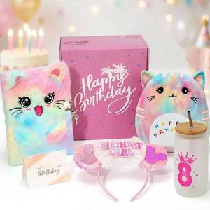 lot 1785 image: Niskite 8th Birthday Gift Set for Girls Age 8 Cat Diary, Tumbler & Headband