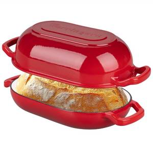 lot 1787 image: Enameled Cast Iron Sourdough Dutch Oven Bread Pan 5 Qt Red