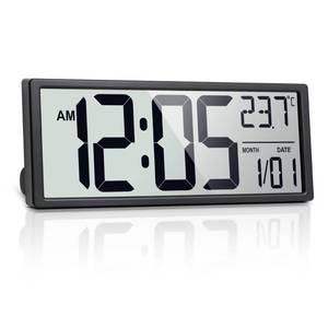 lot 1798 image: Henescribe 16 Digital Wall Clock with Date and Temperature, Battery Operated