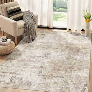 lot 1800 image: TARANCH Washable Non-Slip Brown Abstract Area Rug 6x9