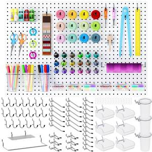 lot 1803 image: INCLY Metal Pegboard Kit 90 Pcs with 14 Inch Pegboard Accessories