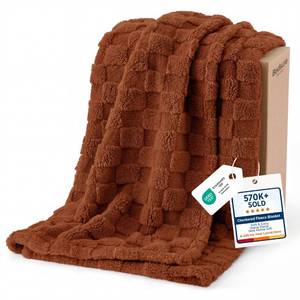 lot 1807 image: Bedsure Checkered Twin Blanket, Burnt Orange, 60 x 80 Inch