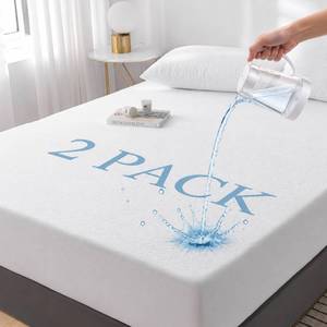 lot 1823 image: GRT Twin XL Waterproof Mattress Protector 2 Pack Fitted 5-19 Inch Deep Pocket