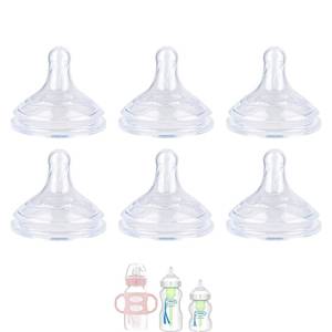 lot 2203 image: Honeykin Replacement Nipples for Dr. Browns Wide-Neck Bottles, Level 2, 6 Pack