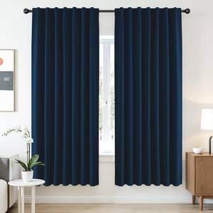 lot 2240 image: CUCRAF Navy Blue Blackout Curtains 52 x 63 Inch 2 Panel Set Thermal Insulated