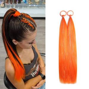 lot 2249 image: Lalridio Orange Tinsel Ponytail Hair Extensions 20 Inch With Rubber Band