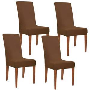 lot 2253 image: Obstal Coffee Stretch Spandex Dining Chair Covers 4 Pack