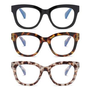 lot 2279 image: ZXYOO Blue Light Blocking Reading Glasses Women 3 Pack 1.50 Oversized Retro