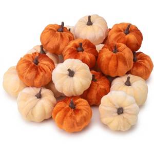 lot 2291 image: Quancru Mini Artificial Velvet Pumpkins 16 Pcs Halloween Decor