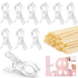 lot 2297 image: RELBRO Spring Clamps and Long Balloons Set 3.5 Inch Clear 110 Pcs