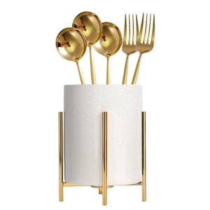 lot 2327 image: SIEBOLD Silverware Holder Flatware Organizer Ceramic Metal Frame White Gold