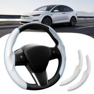 lot 2344 image: Canvcle Steering Wheel Cover Carbon Fiber White for Tesla Model 3Y