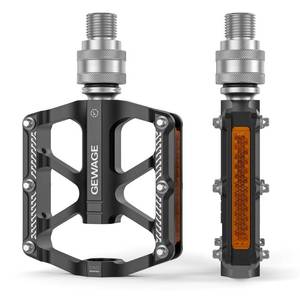 lot 2345 image: GEWAGE Bicycle Pedals 916 Quick Release Aluminum Flat, 3 Bearing, Black