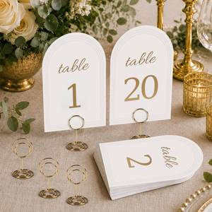 lot 2352 image: Uniclife Arch Wedding Table Number Cards 1-20 with Head Table & Gold Holders