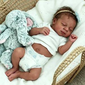 lot 2363 image: Anano Black Reborn Baby Doll 18 In Full Silicone Body Realistic Newborn