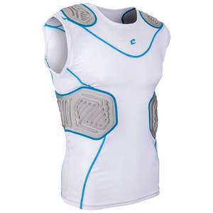 lot 2366 image: CHAMPRO Bull Rush Football Padded Compression Shirt, Boys Medium, WhiteBlue