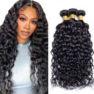 lot 2369 image: MavKuvx Human Hair Bundles Water Wave Brazilian Virgin 3 Bundles 16-20 Inch #1B