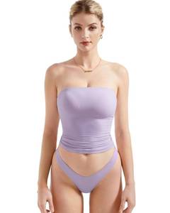 lot 2372 image: SUUKSESS Womens Double Lined Tube Top Tank Top, Light Purple, XS