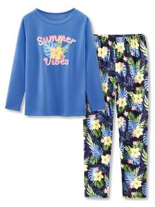 lot 2375 image: Topgal Girls 2-Piece Pajama Set Long Sleeve Blue Flower Size 8